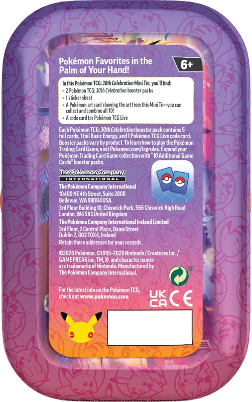 Tcg Pokemon: 30th Celebration Mini Tin Night Greninja