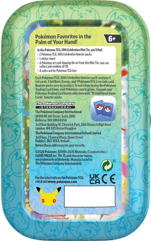 Tcg Pokemon: 30th Celebration Mini Tin Day Lapras