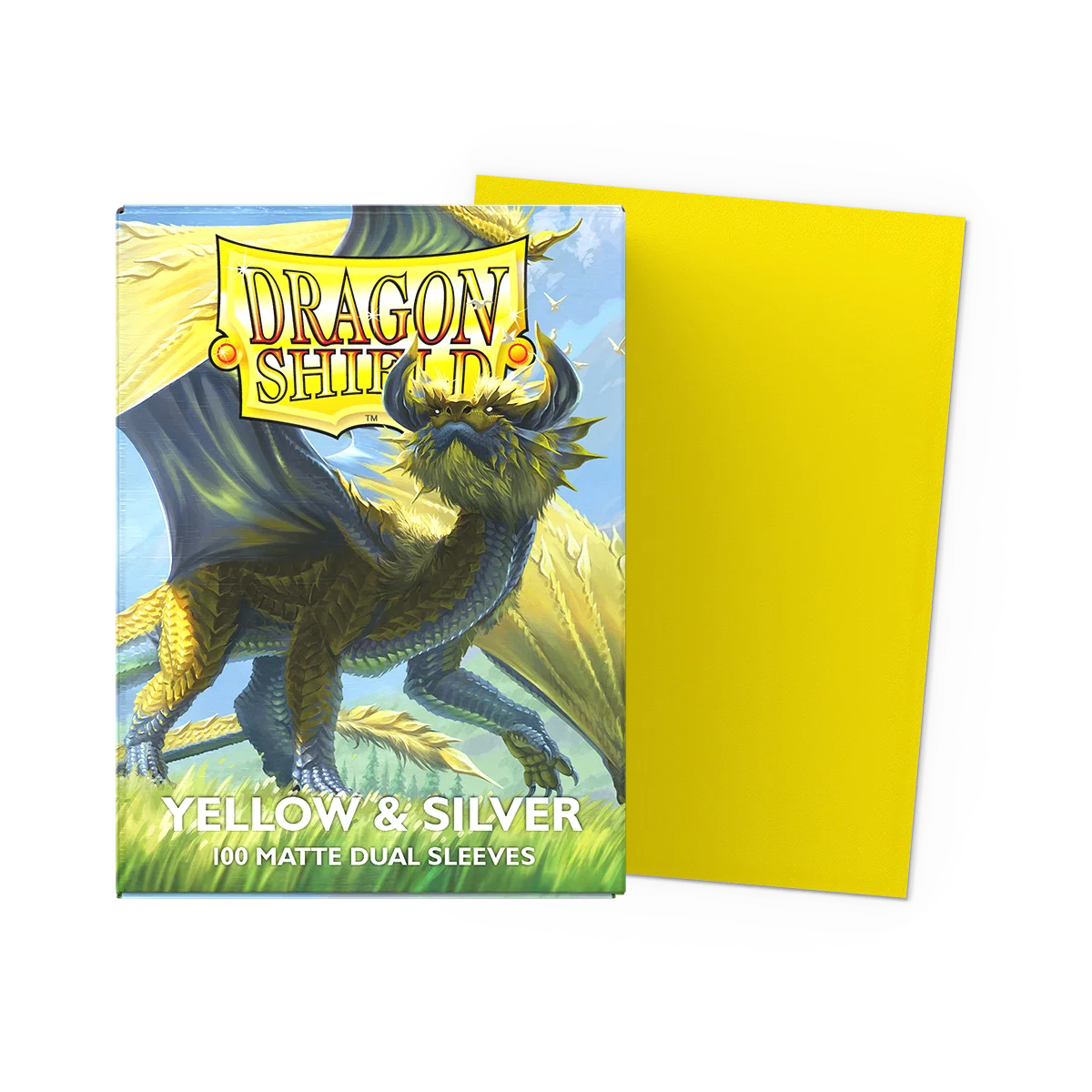 Dragon Shield Standard Size Sleeves DUAL Matte Yellow & Silver x100