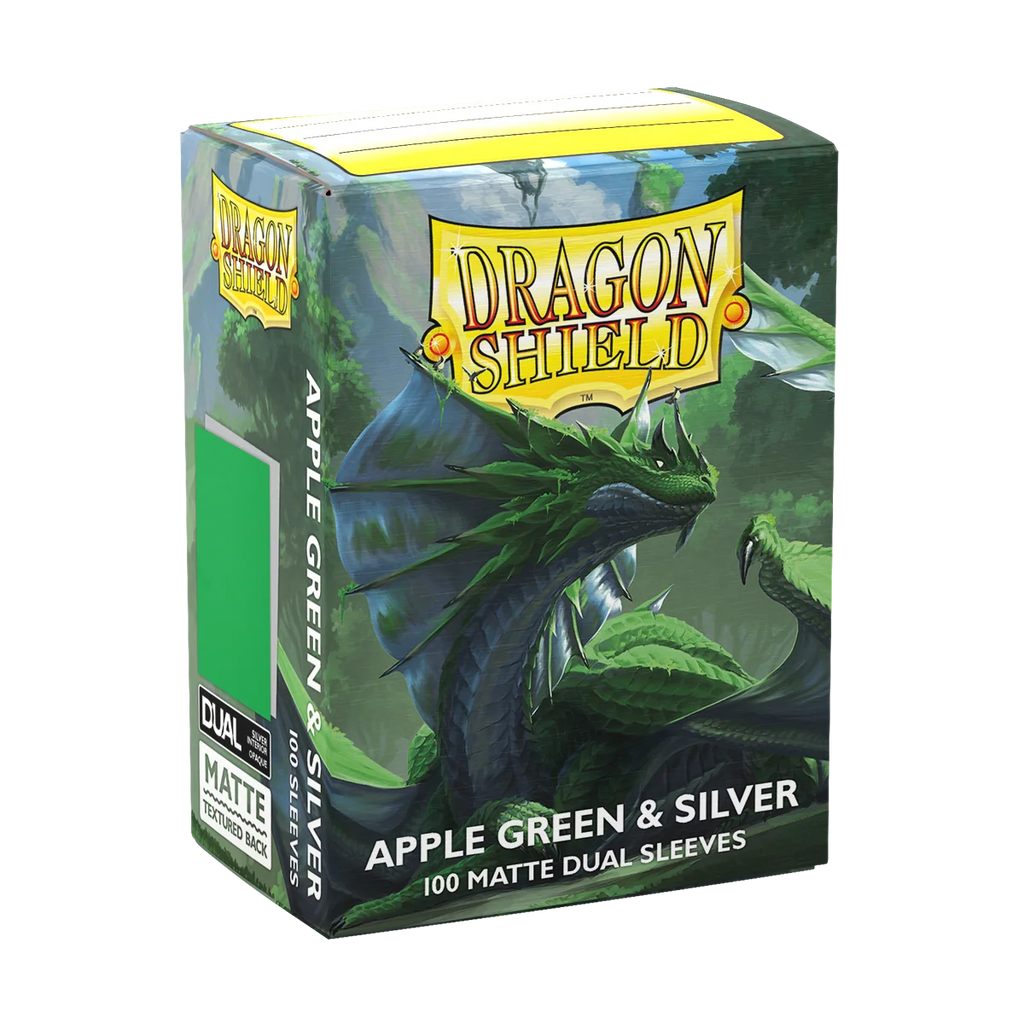 Dragon Shield Sleeves: Standard DUAL Matte Apple Green & Silver 100 ct