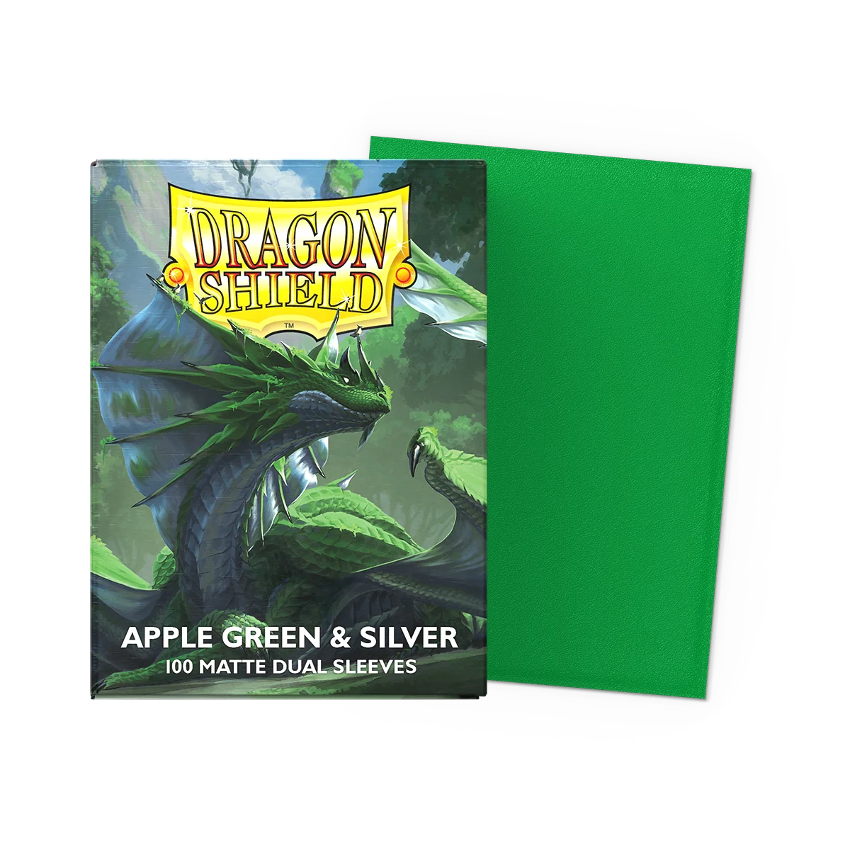 Dragon Shield Sleeves: Standard DUAL Matte Apple Green & Silver 100 ct