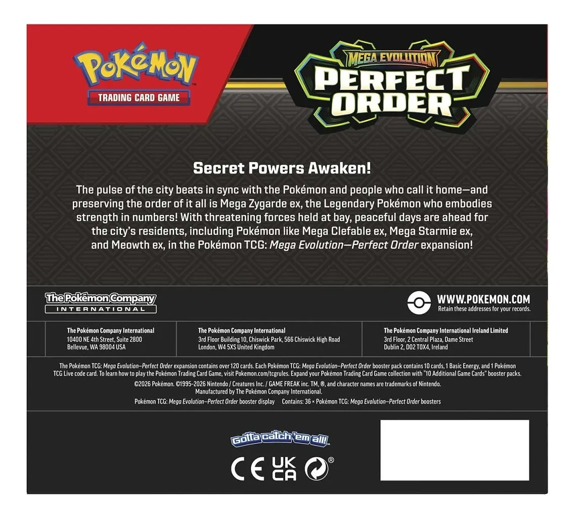 Pokémon Tcg: Mega Evolution perfect Order Booster Box 36 Packs